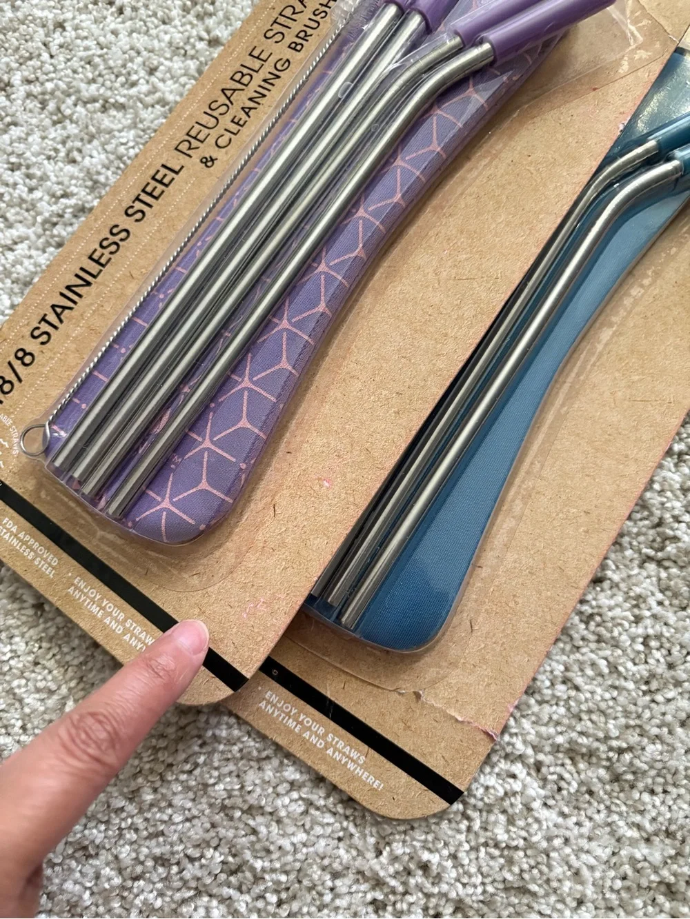 New Manna 2 sets stainless steel reusable 8.5” straws & cleaning brush